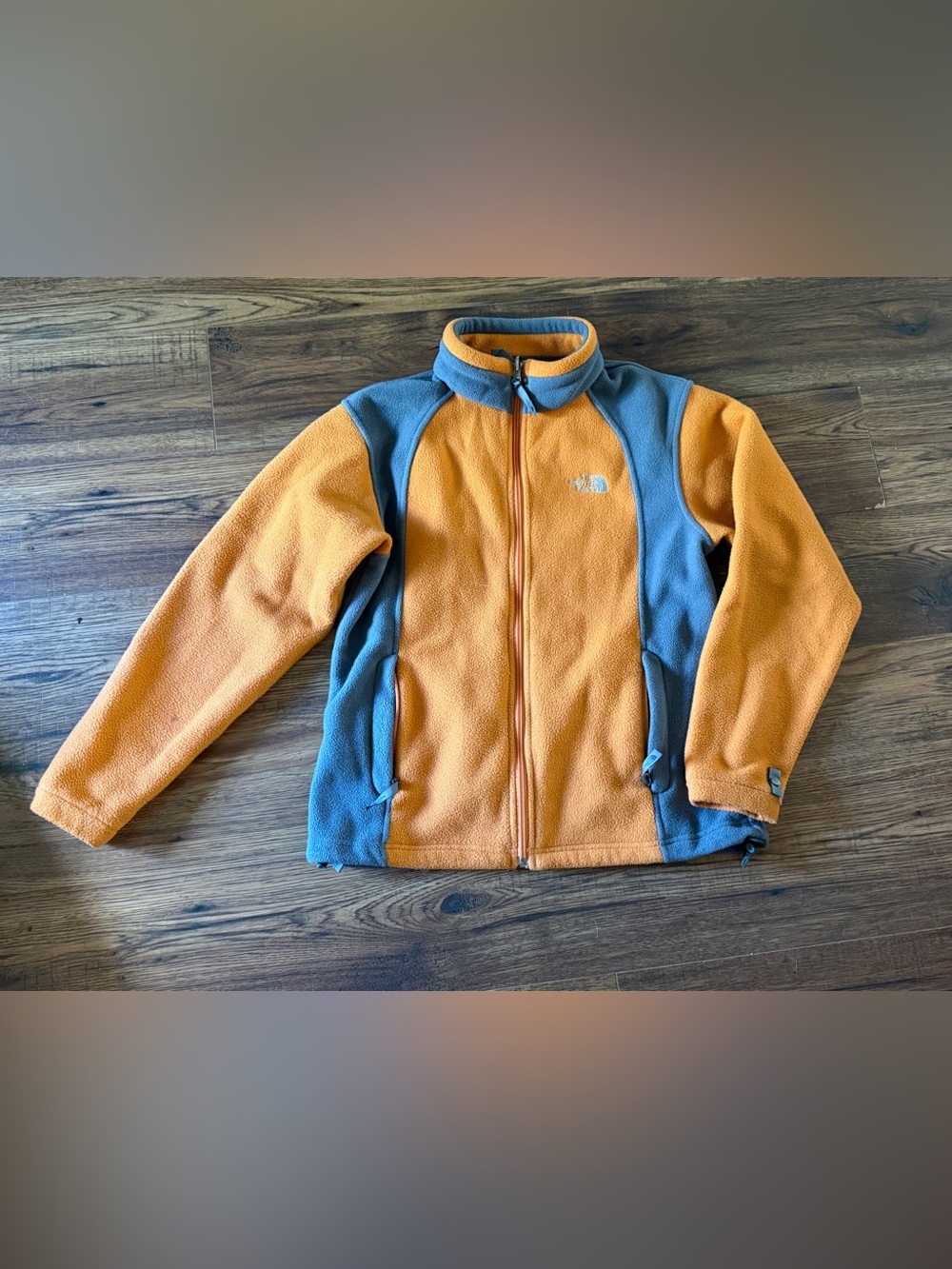 The North Face Kids Orange and Gray Fleece Full-Zip Jacket